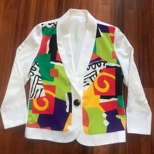 Vintage White colorful blazer